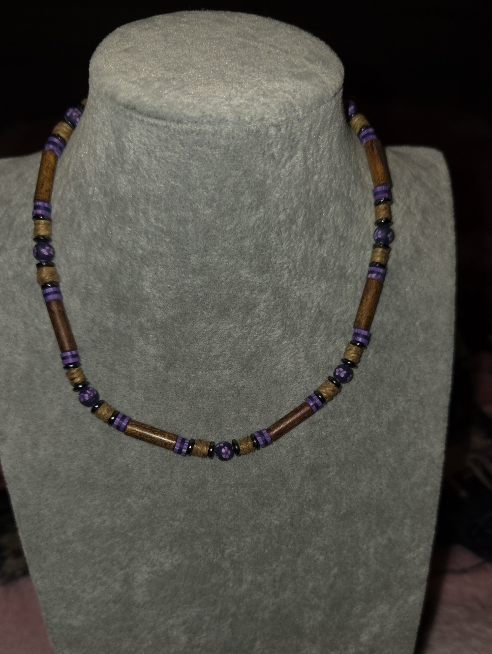 Handmade Purple and Brown Beaded Women's Necklace